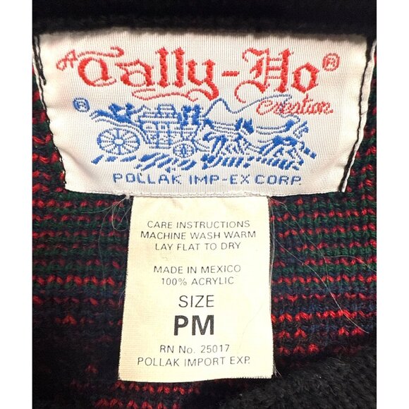 Vintage Tally Ho Cardigan Sweater Women’s Size PM Green Red Plaid Long Sleeve - Picture 4 of 11